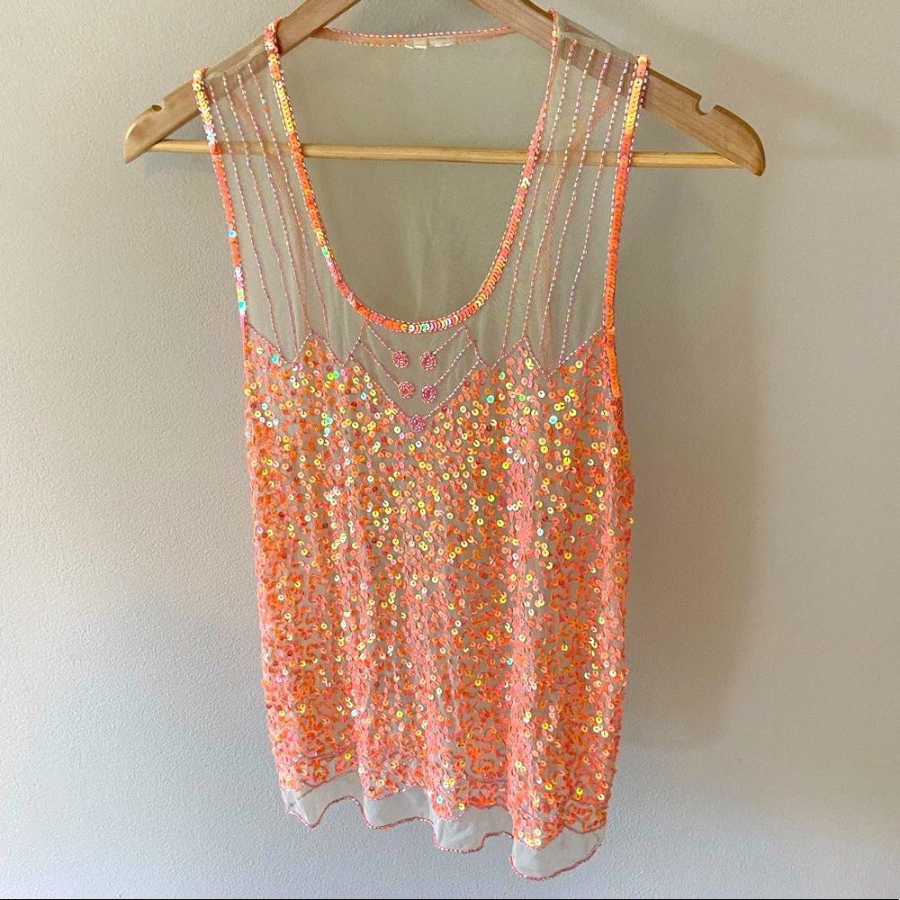 SHEER SEQUIN TANK TOP